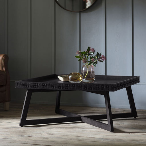 Modern Black Mango & Mahogany Coffee Table – Sophisticated Angular Design  