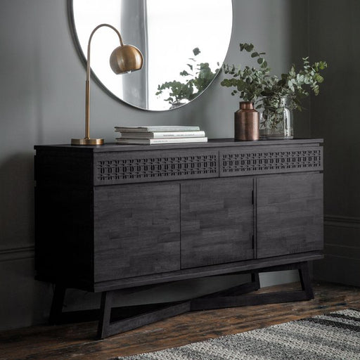 Marrakesh Sideboard, Black Mango Wood, 3 Doors, 2 Drawers