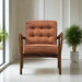 Hoxton Accent Armchair, Soft Vintage Brown Leather, Natural Oak Frame