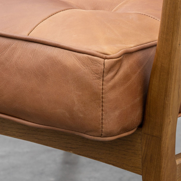 Hoxton Accent Armchair, Soft Vintage Brown Leather, Natural Oak Frame