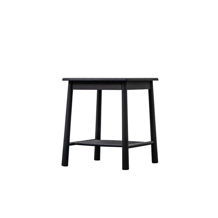 Ludovica Side Table, Black Solid Oak, Square Top