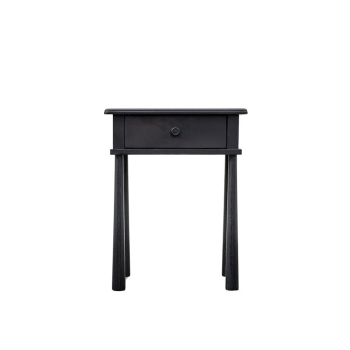 Oslo Modern Scandi Black Oak Bedside Table  with Drawer - Sleek Bedroom Accent