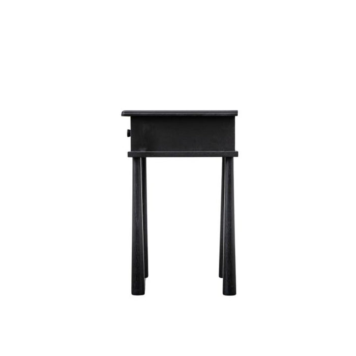 Oslo Modern Scandi Black Oak Bedside Table  with Drawer - Sleek Bedroom Accent