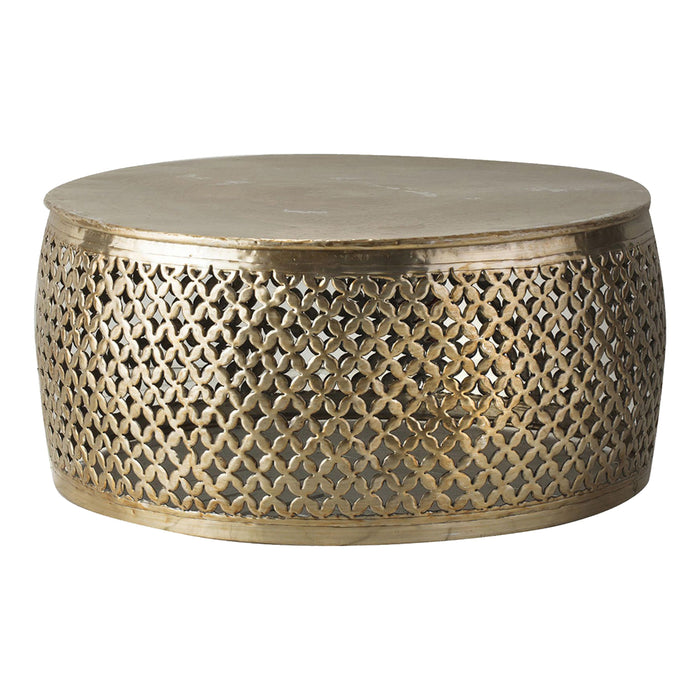 Celestina Gold Decorative Coffee Table with Hammered Top