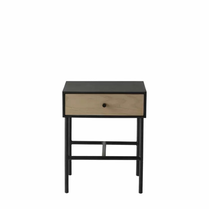 Burbury Oak & Black 1 Drawer Bedside Table