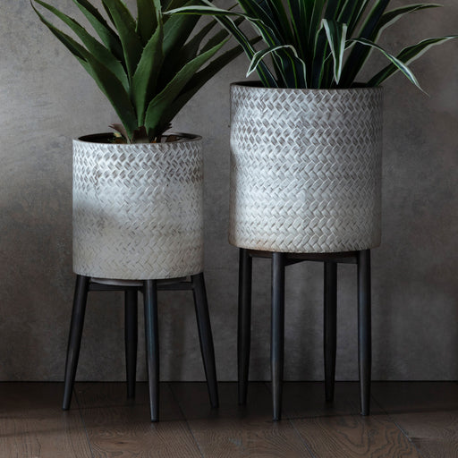 Millie Decorative Metal Indoor Plant Pot Large In Distressed Grey