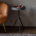 Upton Side Table, Black Metal Legs, Grey Round Top