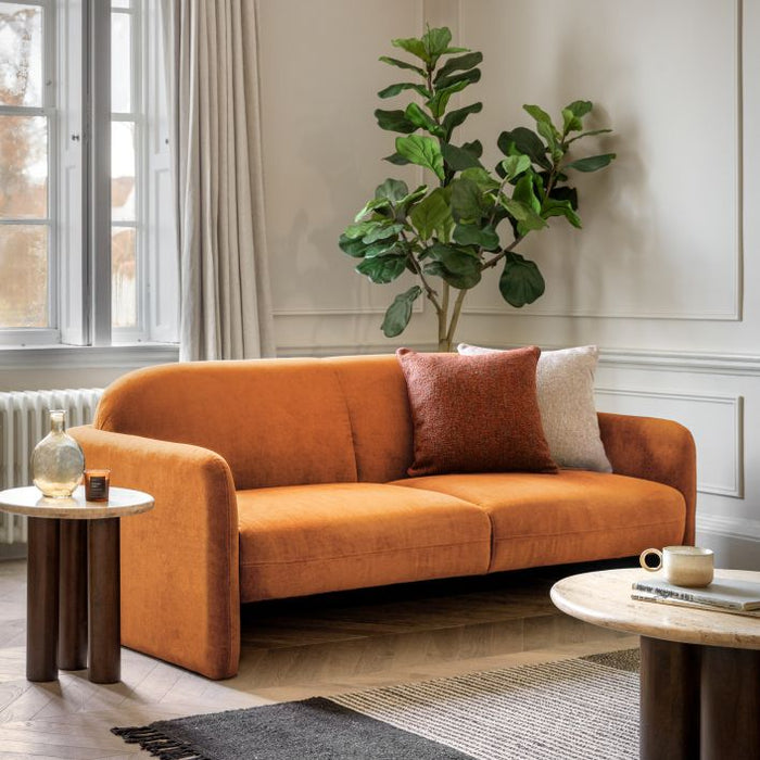 Brooklyn Modern 3 Seater Sofa in Amber Orange Fabric