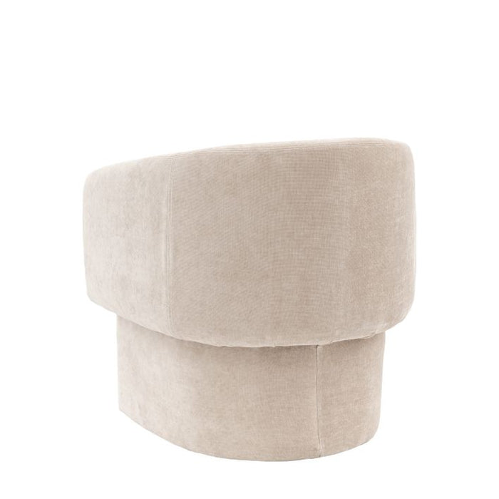 Elegant Cream Fabric Armchair with Ottoman – Pine Frame & Soft Upholstery