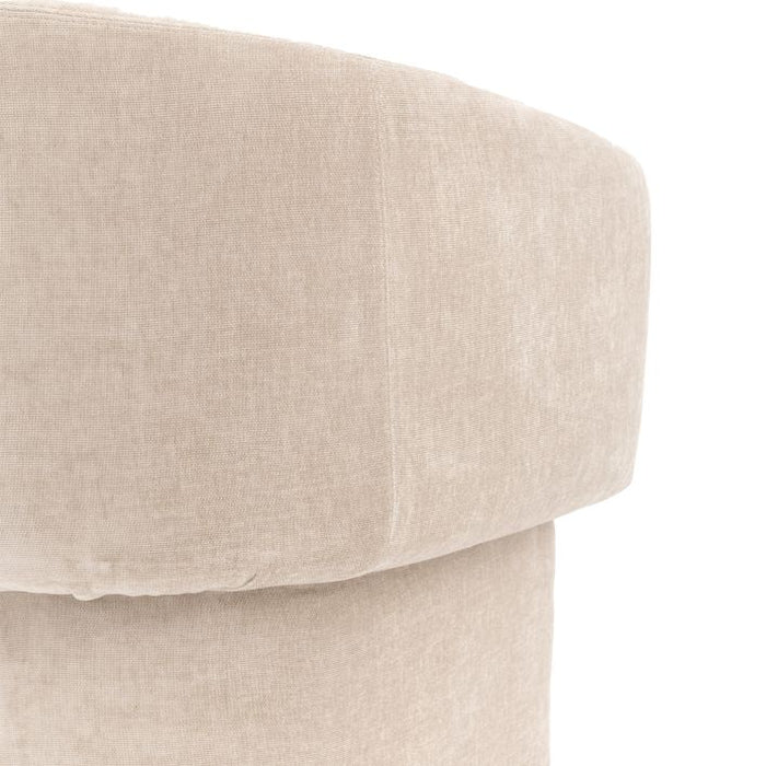 Elegant Cream Fabric Armchair with Ottoman – Pine Frame & Soft Upholstery