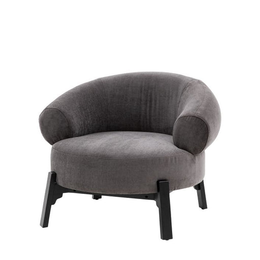 Modern Grey Fabric Accent Chair – Pine Frame & Sleek Dark Brown Legs  