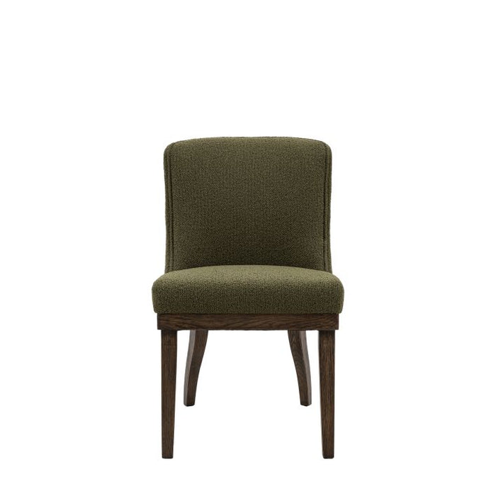 Elegant Green Upholstered Dining Chair – Solid Oak Frame & Padded Seat (Set of 2)