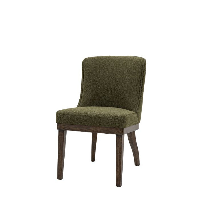 Elegant Green Upholstered Dining Chair – Solid Oak Frame & Padded Seat (Set of 2)