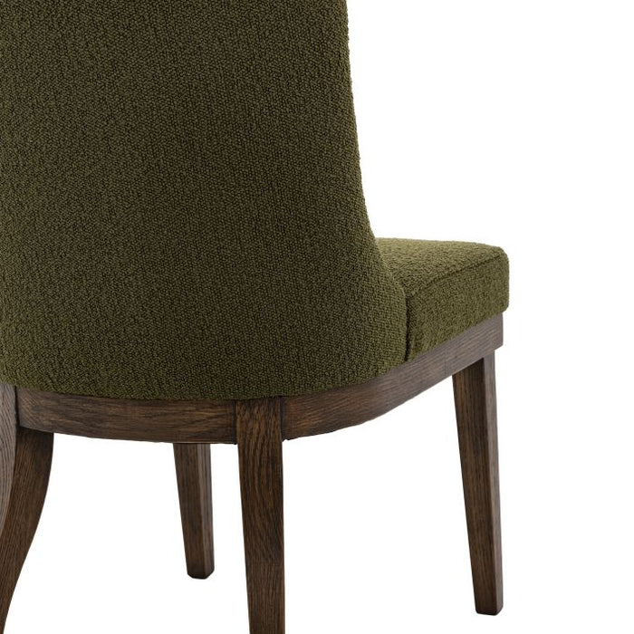 Elegant Green Upholstered Dining Chair – Solid Oak Frame & Padded Seat (Set of 2)