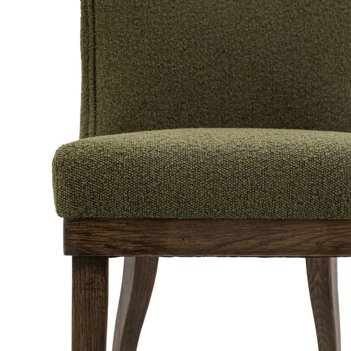 Elegant Green Upholstered Dining Chair – Solid Oak Frame & Padded Seat (Set of 2)