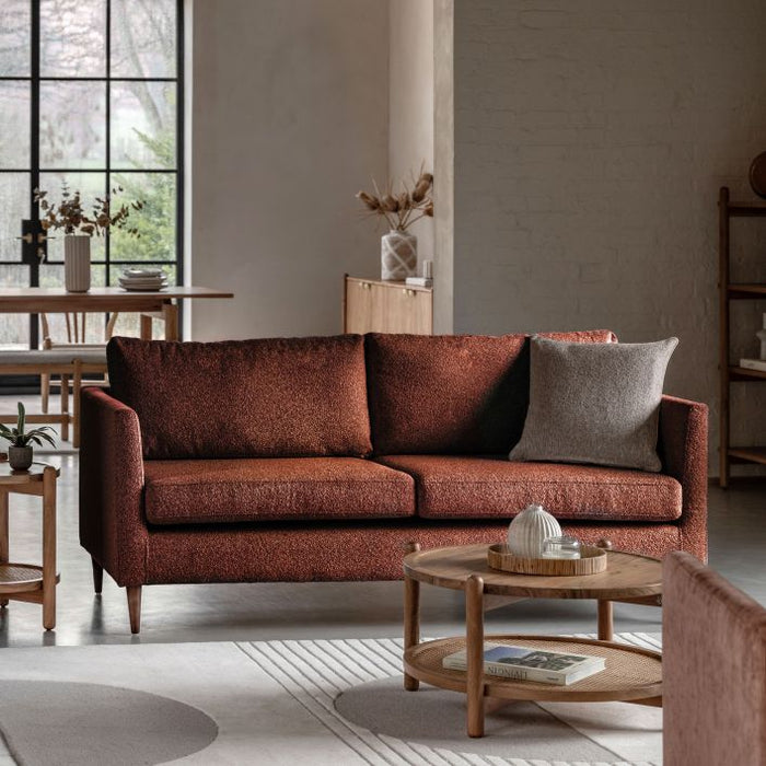 Charlesville Rust Fabric 3-Seater Sofa