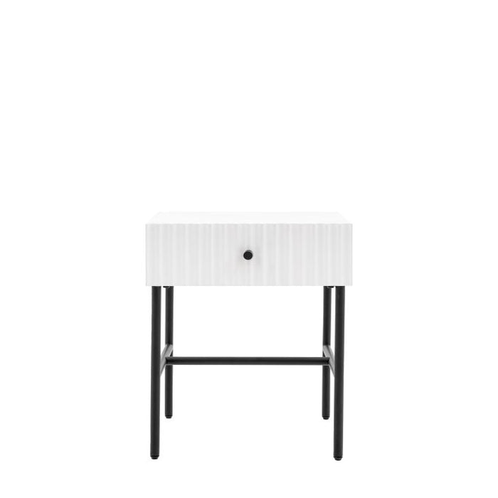 Weston Contemporary White Bedside Table with Drawer - Elegant Bedroom Accent