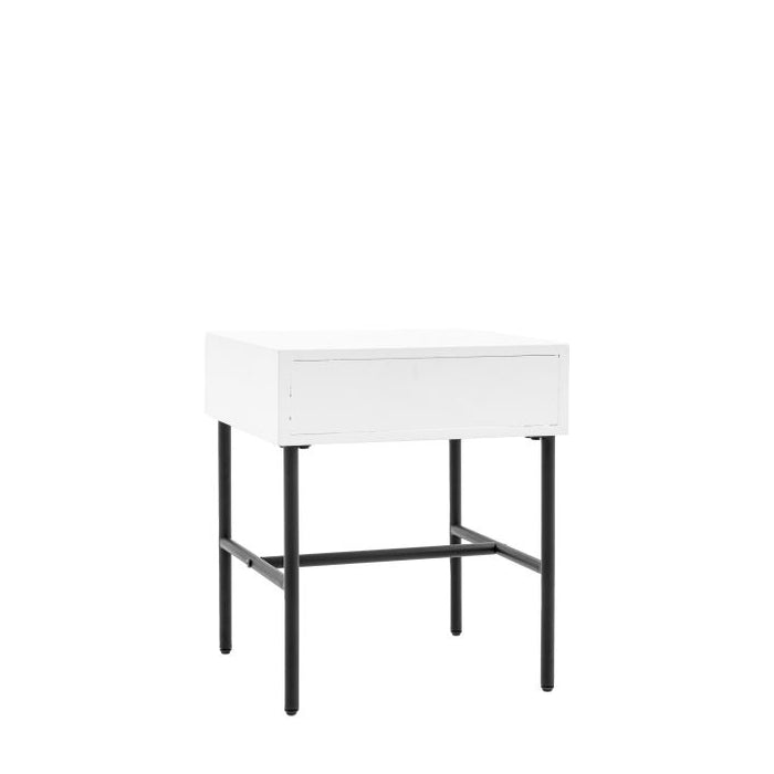 Weston Contemporary White Bedside Table with Drawer - Elegant Bedroom Accent