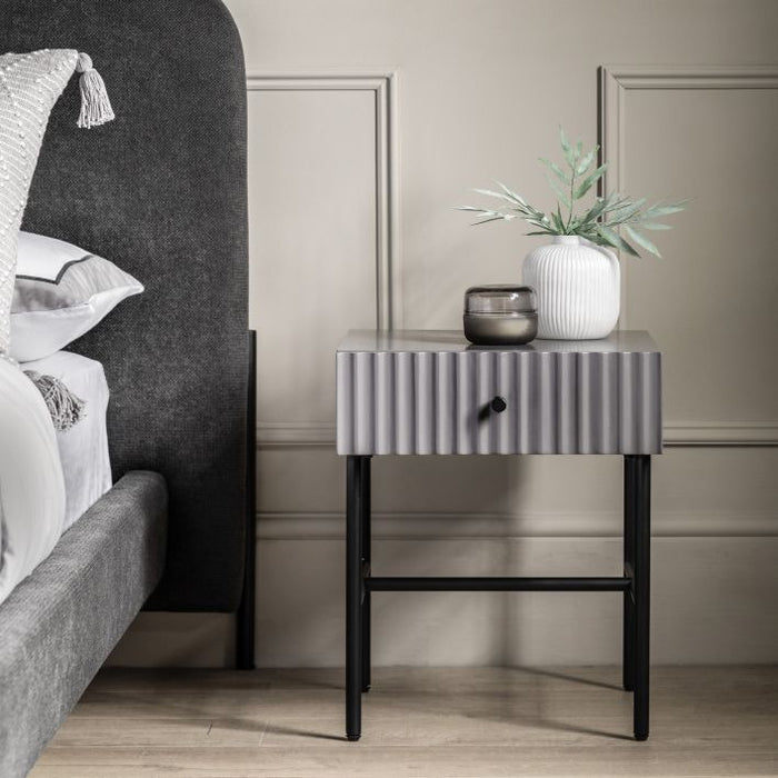 Weston Contemporary Grey Bedside Table with Drawer - Elegant Bedroom Accent