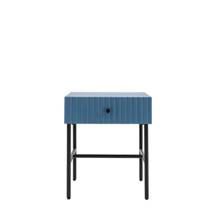 Weston Contemporary Blue Bedside Table with Drawer - Stylish Bedroom Accent