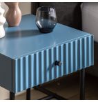 Weston Contemporary Blue Bedside Table with Drawer - Stylish Bedroom Accent