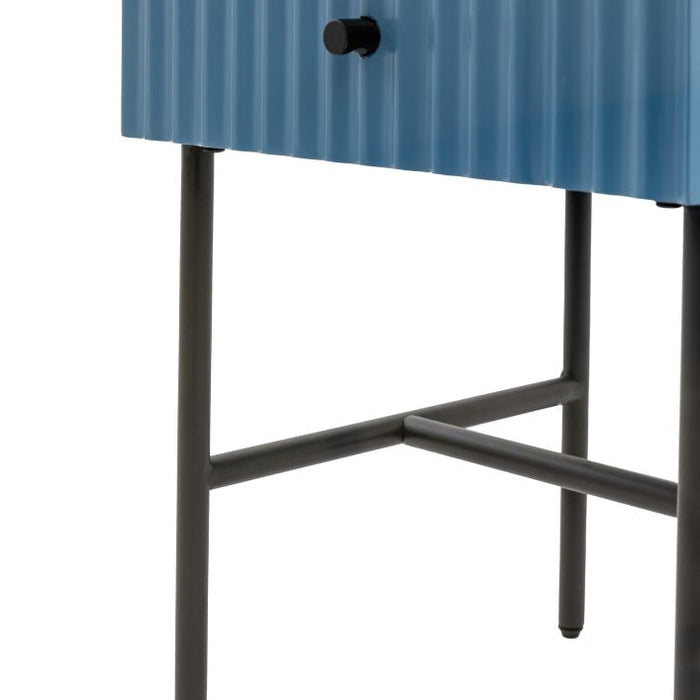 Weston Contemporary Blue Bedside Table with Drawer - Stylish Bedroom Accent