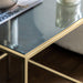 Grace Side Tables, Square Metal Framed, Champagne, Clear Glass Table Top