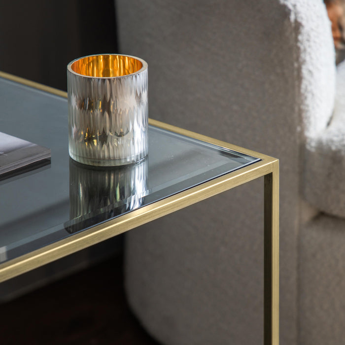 Amelia Champagne Metal & Glass Side Table ( Due Back In 28/11/24 )