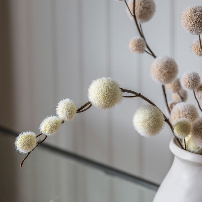 Artificial Pom Pom Spray in Ivory ( Due Back In 04/11/24 )