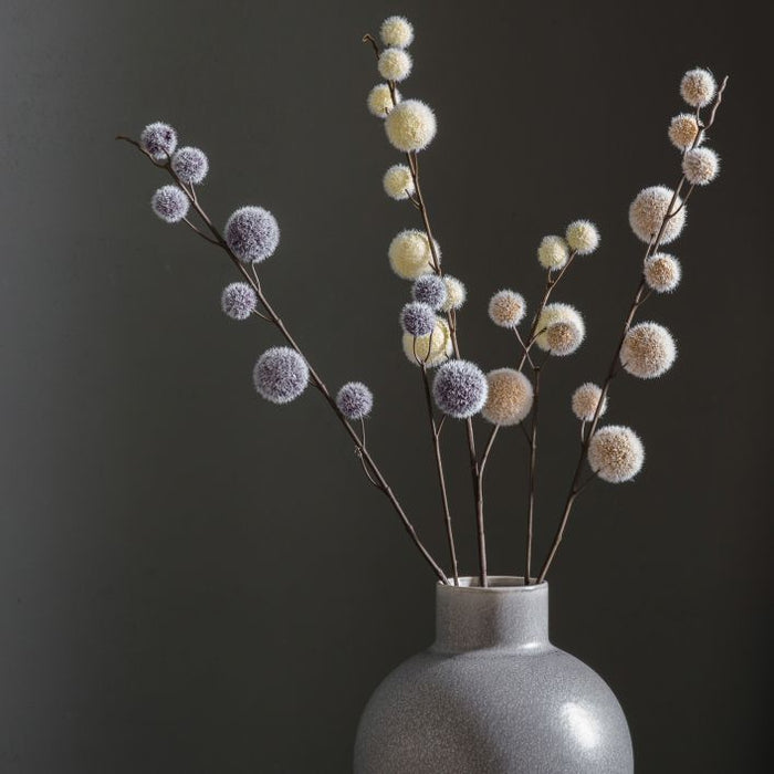 Artificial Pom Pom Spray in Grey