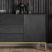 Marcella Sideboard, Black, Gold, Mango Wood, Metal Legs, 2 Door, 3 Drawers