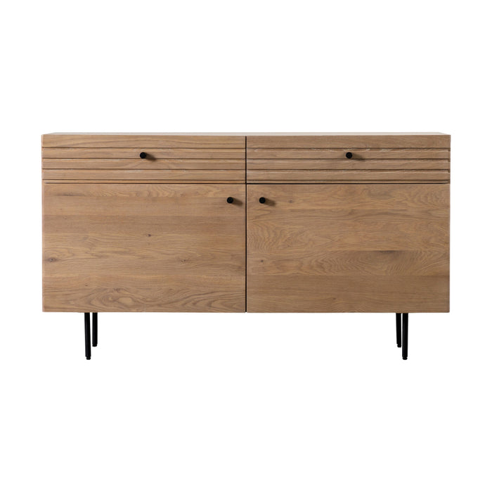 Hirataka Sideboard, Slatted Natural Oak, 2 Doors, 3 Drawers