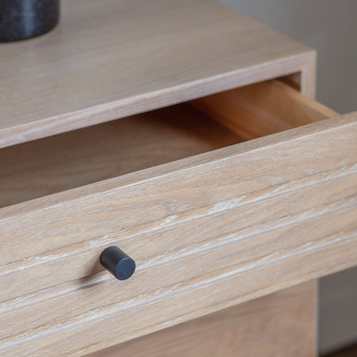 Hirataka Sideboard, Slatted Natural Oak, 2 Doors, 3 Drawers