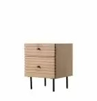 Hayami Contemporary Oak Bedside Table with Steel Legs - 2 Drawer Storage