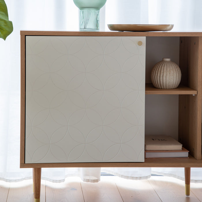 Alice Melamine Board Sideboard in Oak & White