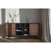 Portland Sideboard, Black Metal legs, Walnut Wood, 2 Door