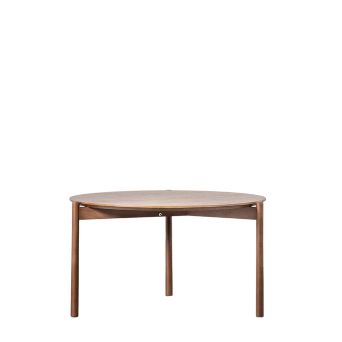 Eleonora Coffee Table, Finished Walnut Oak, Wood Round Top