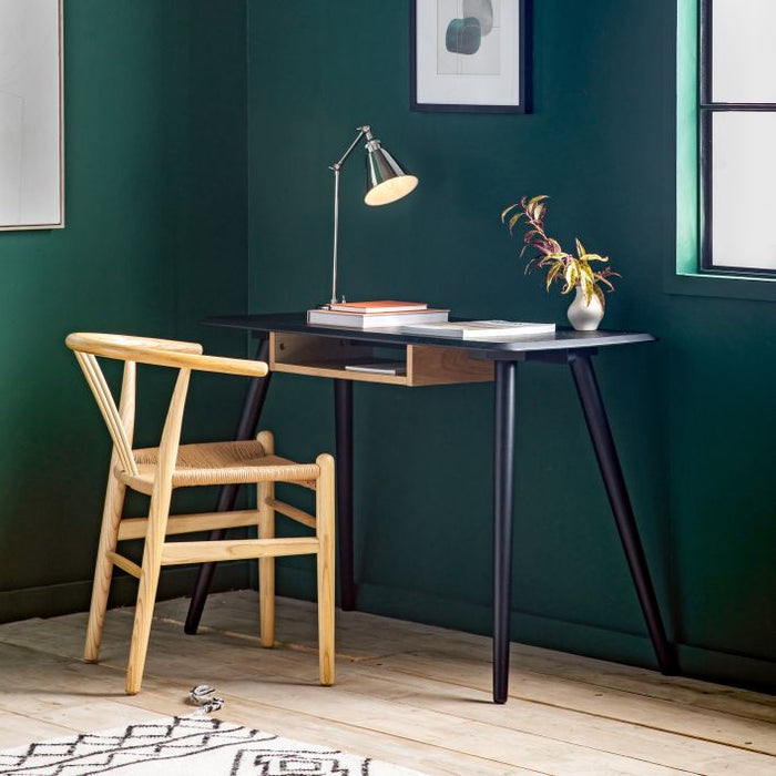 Dalton Contemporary Black & Natural Oak Desk - Minimalist Design