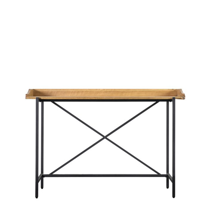 Kobe Desk, Natural Oak, Black Metal