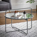 Noemi Coffee Table, Grey Metal, Round Glass Top