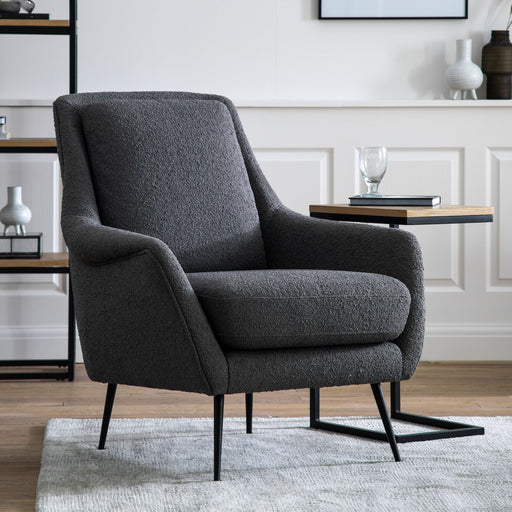 Modern Dark Grey Fabric Armchair – Ash Frame & Plush Cushioning  