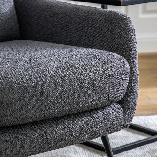 Modern Dark Grey Fabric Armchair – Ash Frame & Plush Cushioning  