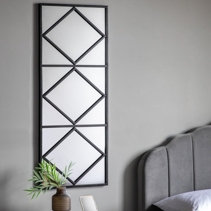 Modern Black Geometric Wall Mirror – Glass & Iron Frame - Decor interiors