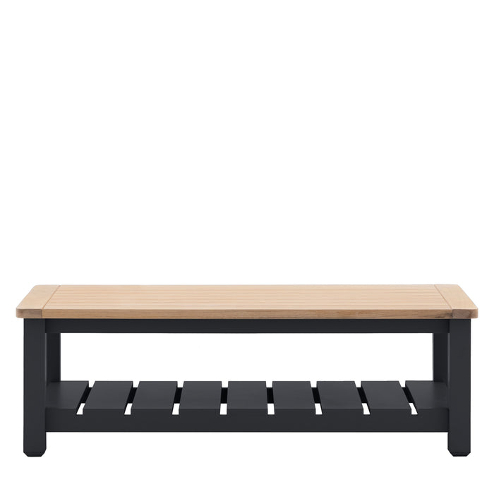 Giorgia Wooden Coffee Table, Storage Shelf, Meteor Top ( Due Back In 13/12/24 )