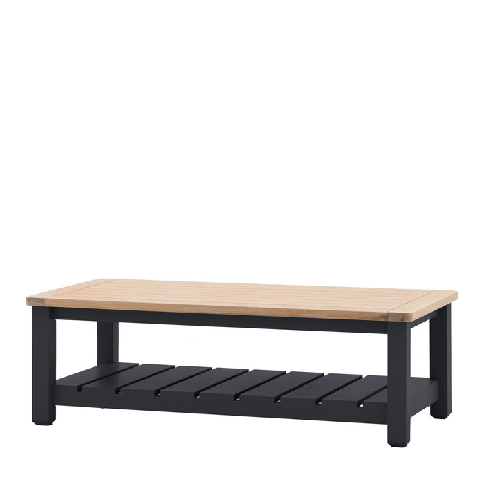 Giorgia Wooden Coffee Table, Storage Shelf, Meteor Top ( Due Back In 13/12/24 )