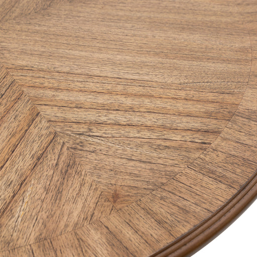 Classic Round Coffee Table – Mindi Wood Veneer Finish & Turned Leg Design  