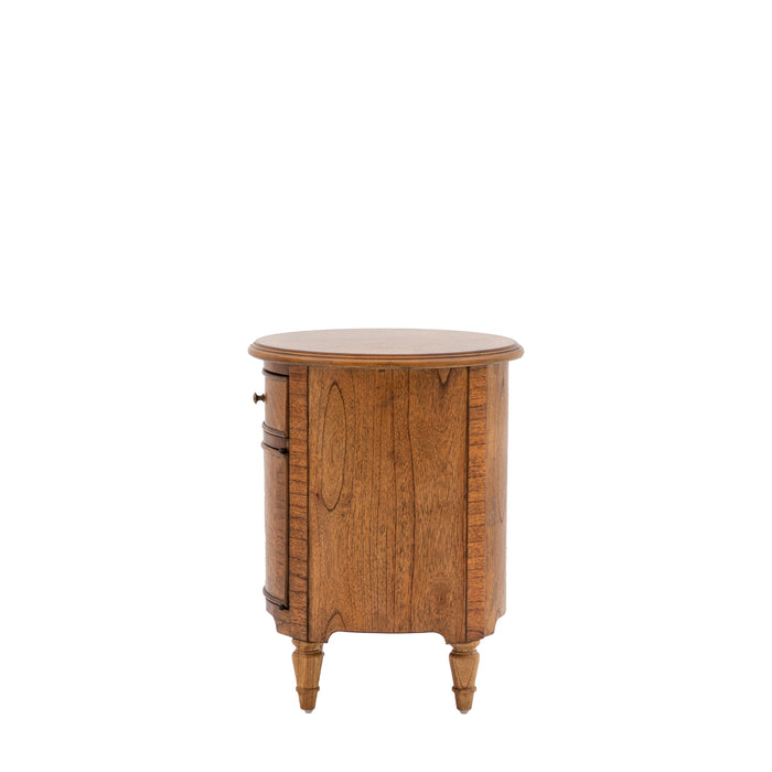 Beatrice Teak Drum Side Table, 1 Drawer, 1 Door