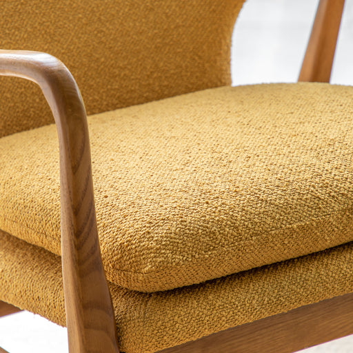 Chic Ochre Oak Armchair – Modern Design & Plush Comfort  