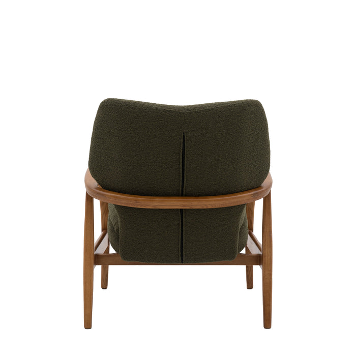 Sophie Wooden Armchair in Green Boucle Style Fabric — Decor Interiors - Home