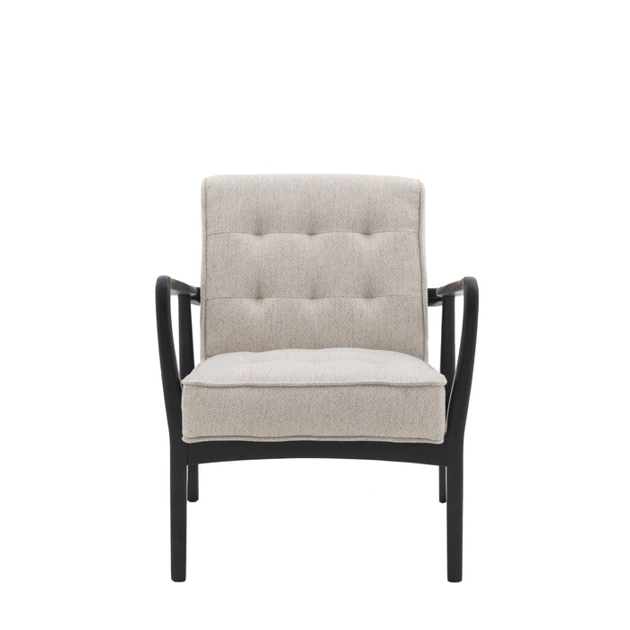 Stansfield Armchair, Soft Natural Linen, Black Oak Frame